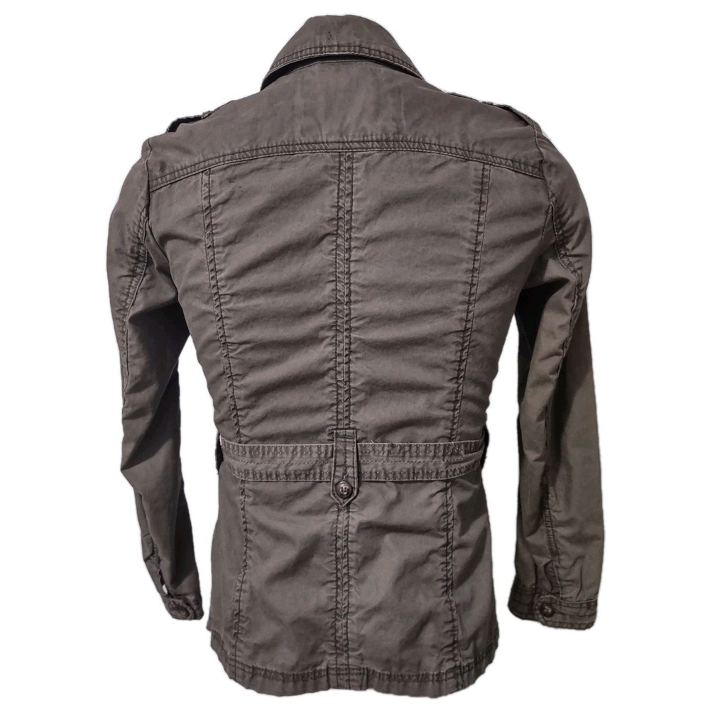 H&M L.O.G.G.  Jacket Women's Size 8 Military Army Green Denim Button Up  Pockets - Picture 4 of 16